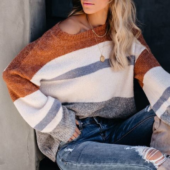 Vici Sweaters - Colorblock Knit Sweater